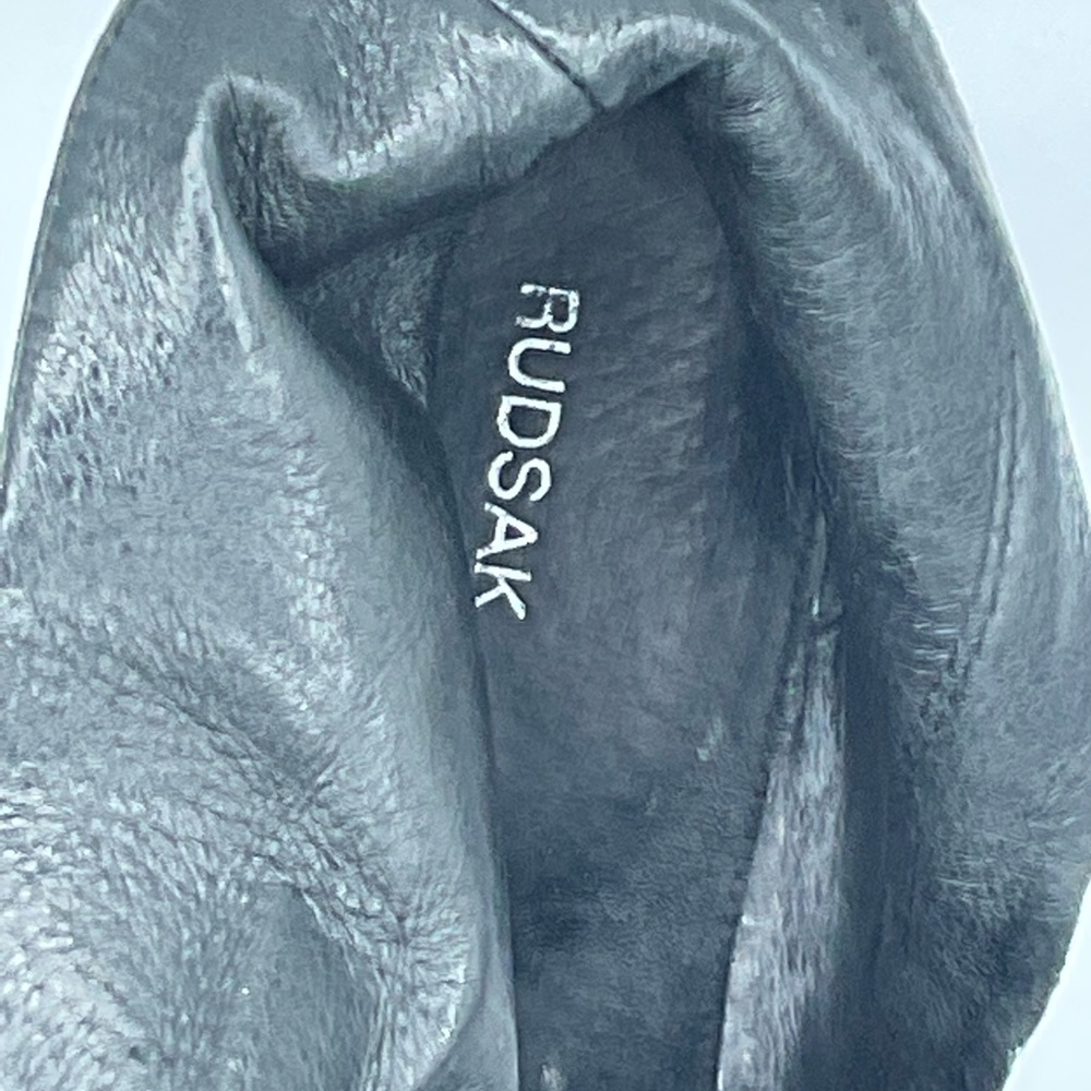 “RUDSAK” “TOTEM” Black Leather Zippered Ankle Boots. - Picture 13 of 16